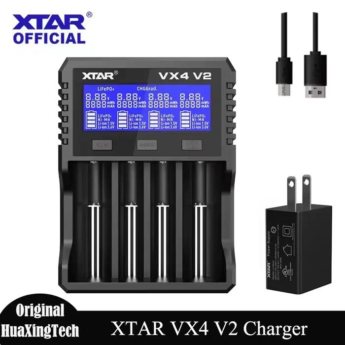 Chargeur de batterie intelligent XTAR VX4 V2 à 4 baies avec écran LCD, charge rapide pour batteries
