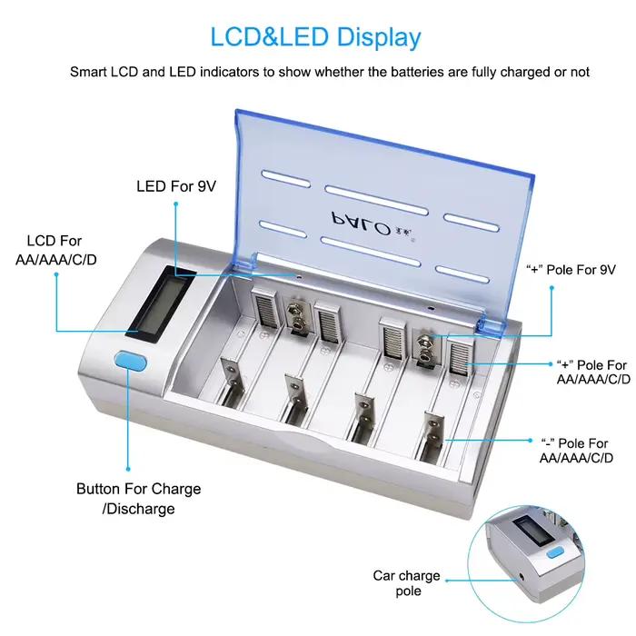 Chargeur de batterie rapide intelligent avec écran LCD