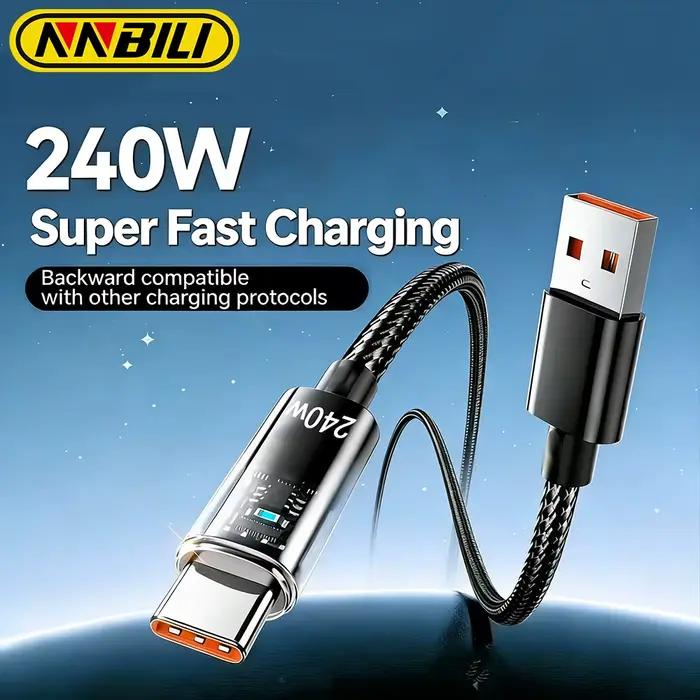 NNBILI – câble de données USB A vers Type-C 240W pour téléphone portable