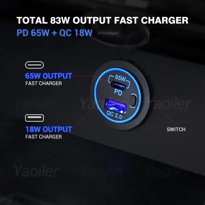 Prise USB C pour ordinateurs portables 83W 12V