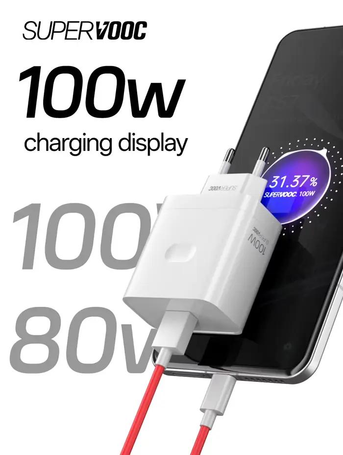 Oneplus SUPERVOOC 100W 80W chargeur Original Super VOOC adaptateur secteur EU One Plus 13 12 11 10 Pro Nord 5 4 CE4 3 pour OPPO Realme