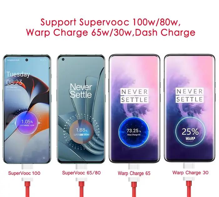 Chargeur d'origine Oneplus SuperVOOC 100W type-a adaptateur secteur EU 80W câble de Type C Super rapide One Plus 13 12 11 10 Pro Nord CE 3 5