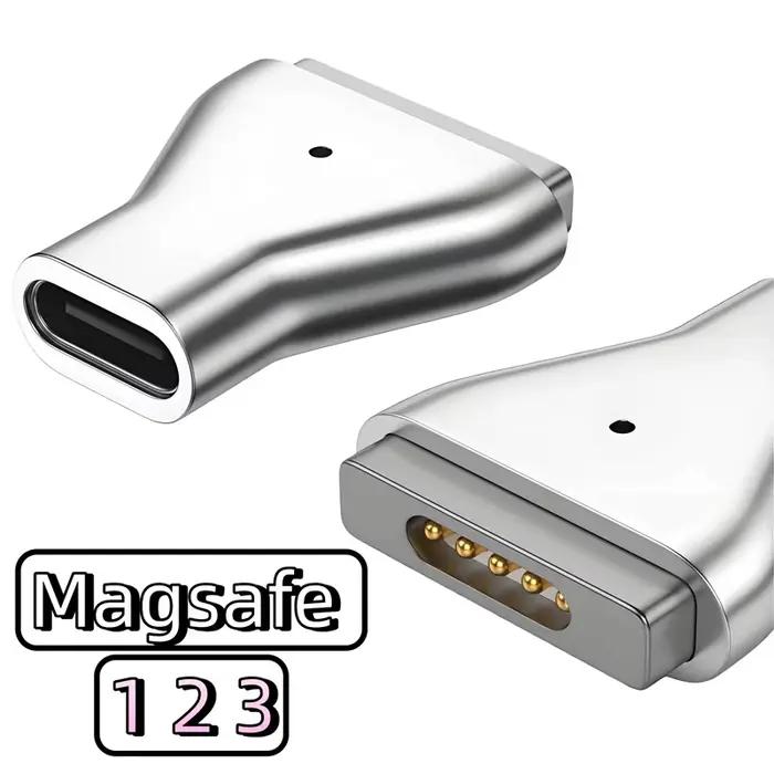 Adaptateur PD magnétique USB Type C en aluminium 100W, pour Magsafe 1 2 3 MacBook Air Pro, indicateur Led, charge rapide, convertisseur de prise magnétique