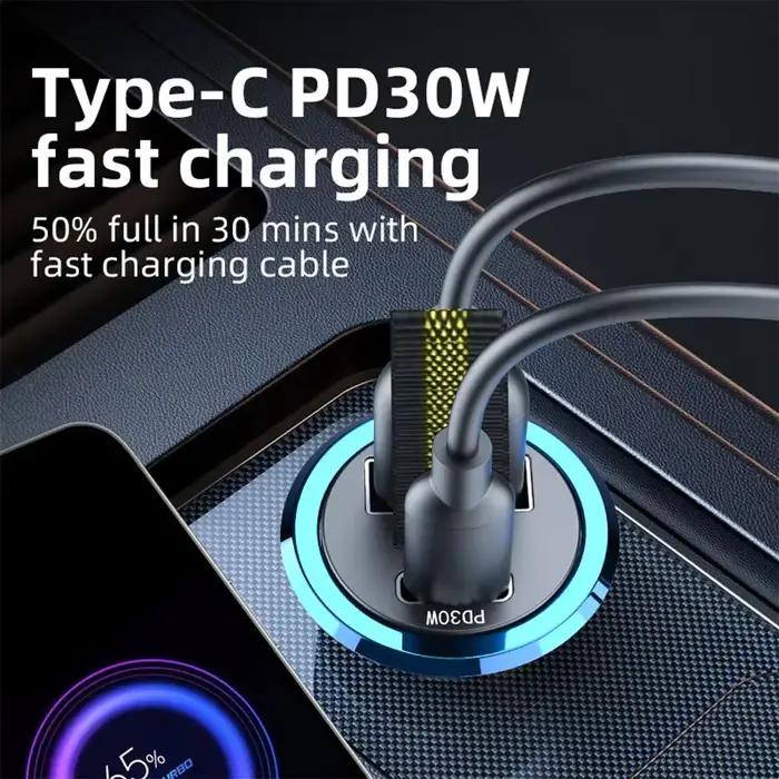 Mini chargeur de voiture 12-24V allume-cigare Charge rapide type-c PD