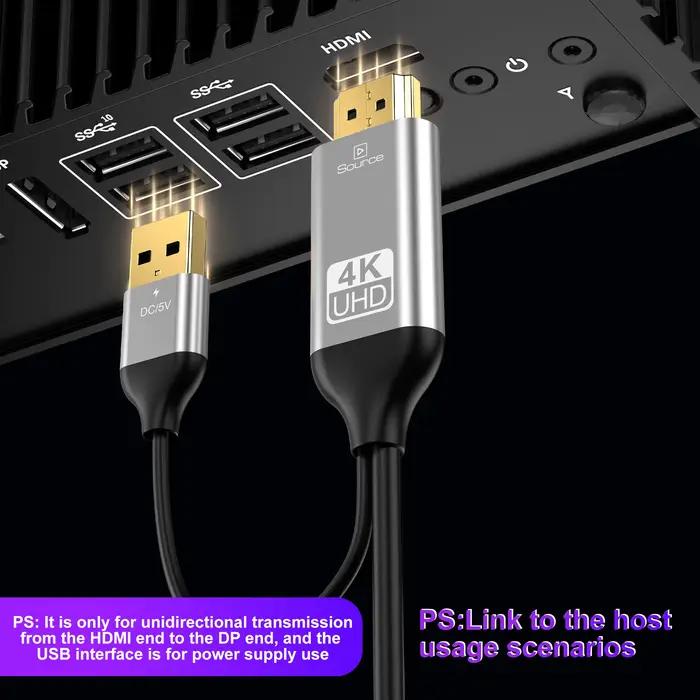 Le câble HDMI vers DisplayPort 4K prend en charge 4K @ 60Hz