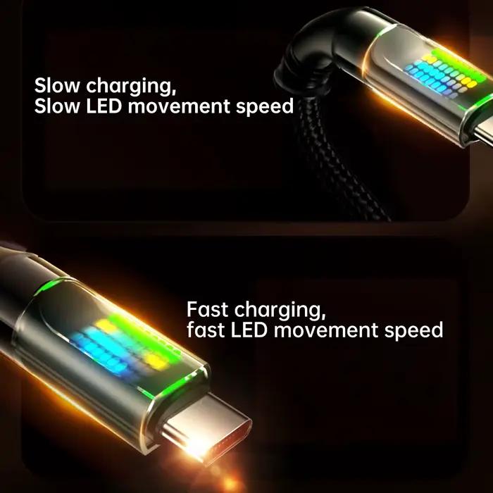 Câble de charge rapide OOZCC 120W Type C USB-A à Type C en Nylon 120W LED pour Xiaomi Samsung recharge rapide et durable 1m 2m