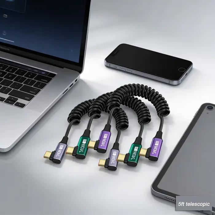 Câble USB-C vers USB-C enroulable avec charge rapide PD240W