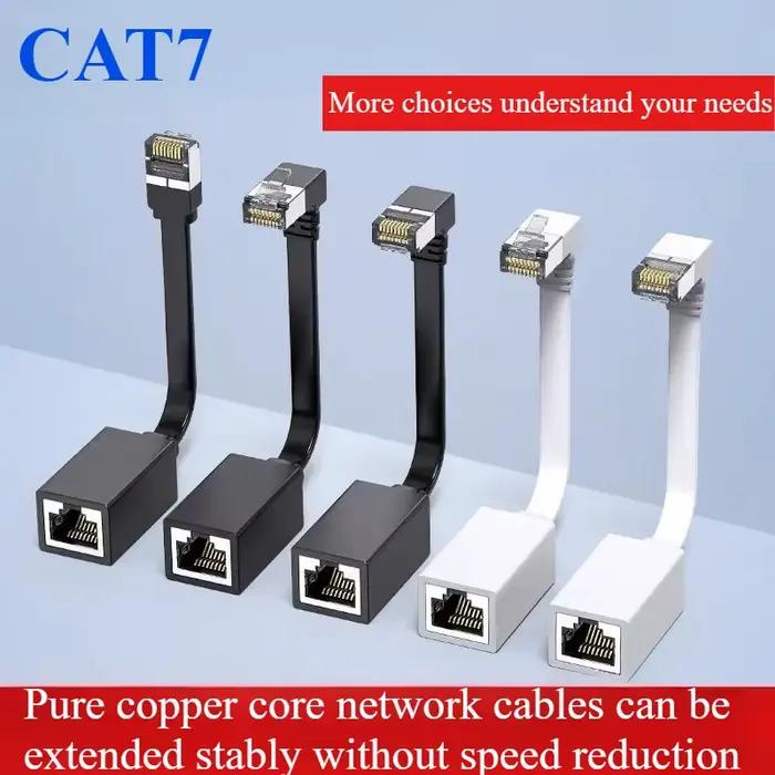 Connecteur de câblage réseau RJ45 à 90 degrés CAT7, ligne d'extension RJ45