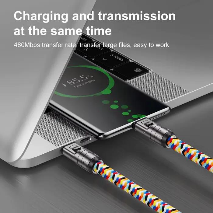 USLION 30CM 240W câble USB C tressé en aluminium lanière de téléphone Type C
