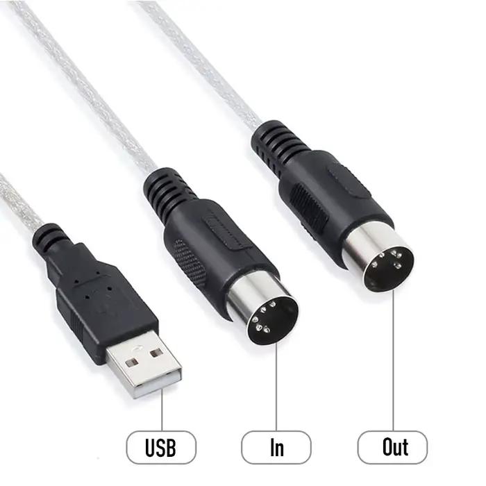 Câble adaptateur audio MIDI vers USB IN-OUT pour clavier électronique 5 broches connecteur jack à USB accessoire pour instruments de musique occassions spéciales création musicale