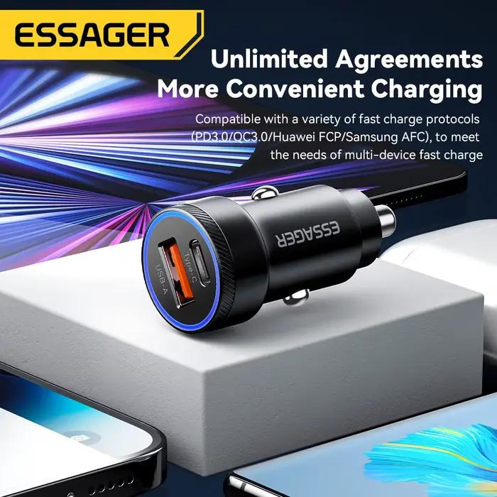 Essager 54W chargeur de voiture 5A Charge rapide Type C