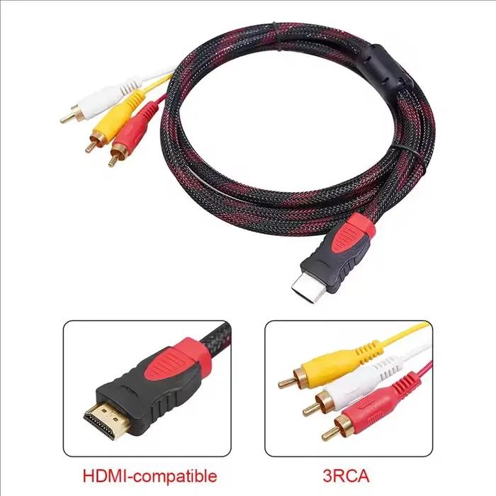 Câble compatible HDMI vers 3RCA 1.5M avec cordon HDMI 1.4 vers AV
