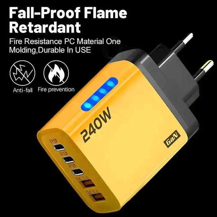 Chargeur rapide 240W GaN avec lumière LED 5 en 1