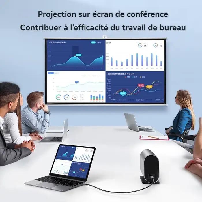 Câble USB-C vers HDMI 4K 60Hz 2m pour iPhone 15, MacBook Pro, Galaxy - Compatible Téléviseur, Projecteur, Moniteur - Plug & Play Facile - Haute Durabilité - Multimédia Immersif