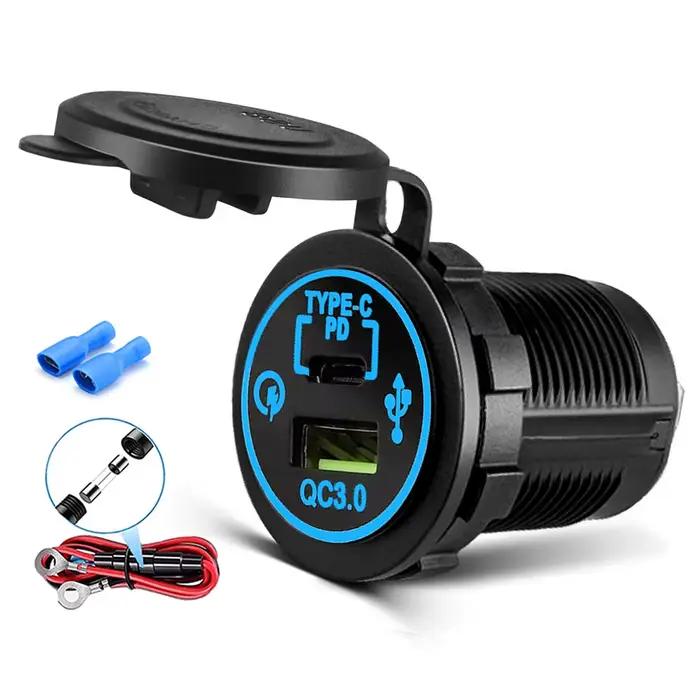 Prise de chargeur de voiture 12V/24V USB C 30W PD
