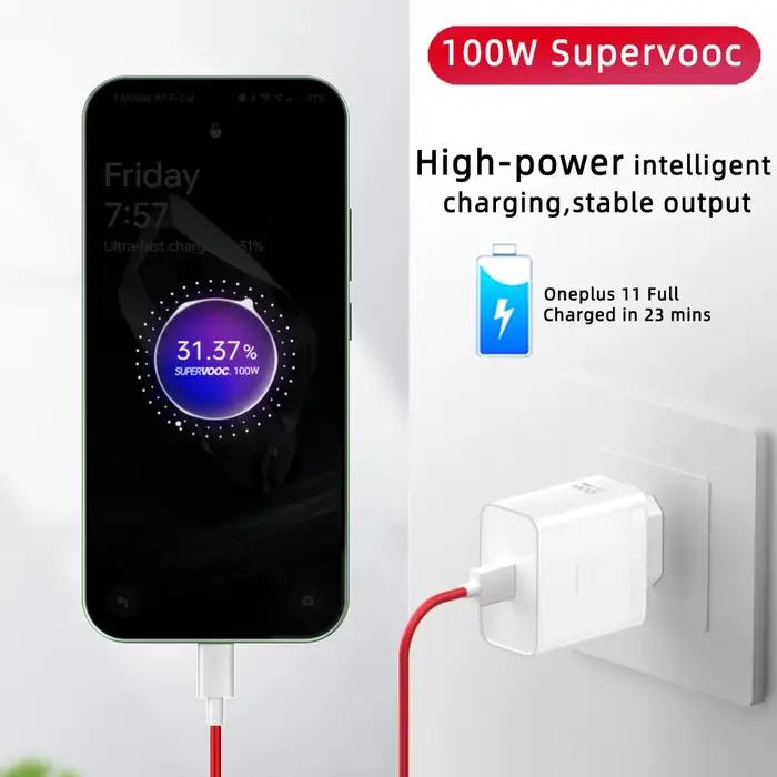 Chargeur d'origine Oneplus SuperVOOC 100W type-a adaptateur secteur EU 80W câble de Type C Super rapide One Plus 13 12 11 10 Pro Nord CE 3 5