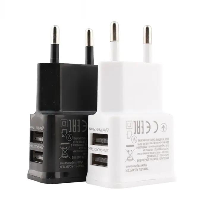 Chargeur USB double 5V universel avec prise EU pour iPhone Samsung Xiaomi Huawei - Adaptateur d'alimentation de voyage pour téléphone portable