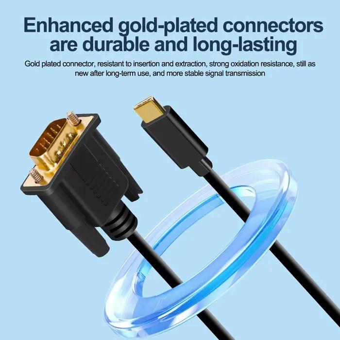 Câble adaptateur USB C vers DVI 1080P USB Type C 3.1 vers VGA