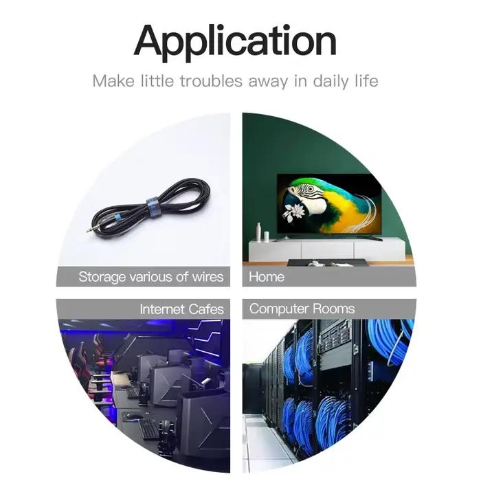Enrouleur de câble USB nylon robuste pour organisation et sécurité des câbles d'écouteurs et souris, bureau élégant et ordonné