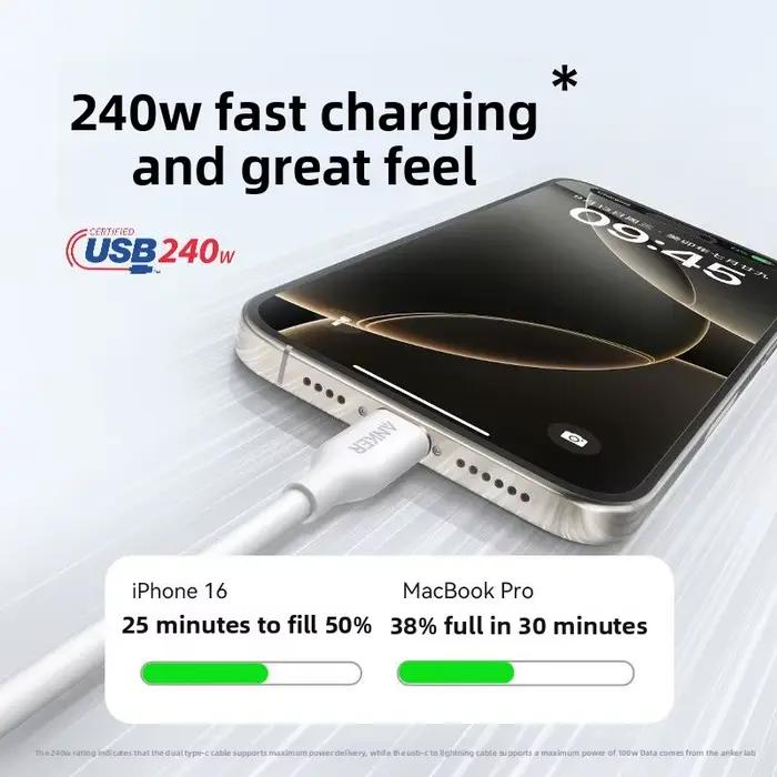 ANKER double tête Typec 240W câble de données PD3.1