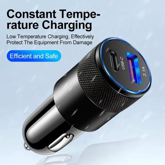 Chargeur de Voiture USB Type C Pour Xiaomi Huawei iPhone Samsung Rapide et Polyvalent Accessoire de Voiture Prise Allume-Cigare Sécurité et Facilité Utilisation Occasions Spéciales