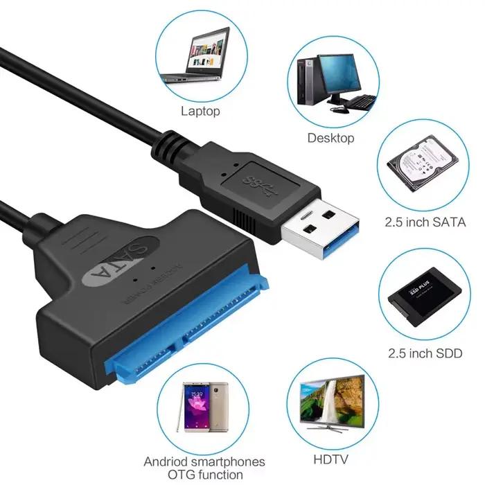 Câble SATA vers USB 3.0/2.0 pour disque dur SSD externe 2.5 pouces LED Indicateur de Performance Rapide Accès Fichiers Upgrade Disque Dur Portable Occasions Spéciales