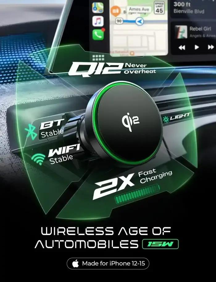 Chargeur de voiture sans fil super rapide LISEN Qi2 15W
