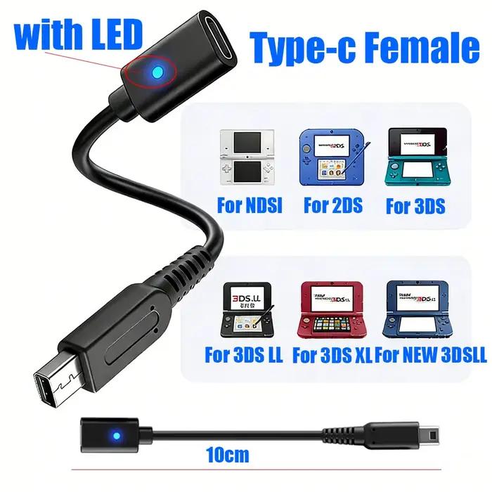 Câble USB C pour 2DS 3DS NDSi 3DSLL XL NEW 3DS LL