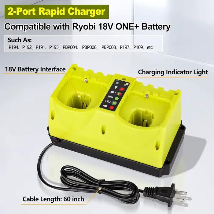 Station de charge rapide à 2 ports pour batterie Ryobi 18V – Chargeur de remplacement pour outils