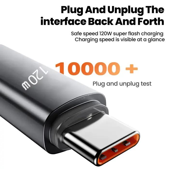 Câble de charge rapide USB-C vers USB-C 120W pour voiture