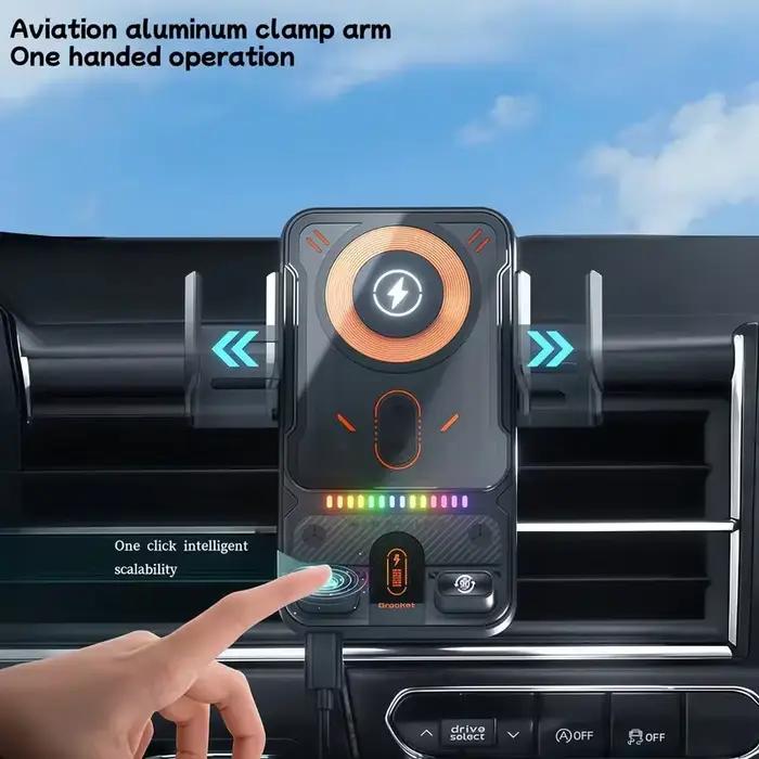Support de charge rapide sans fil pour grille d'aération de voiture avec rotation horizontale-verticale pour iPhone 17 16 15 14