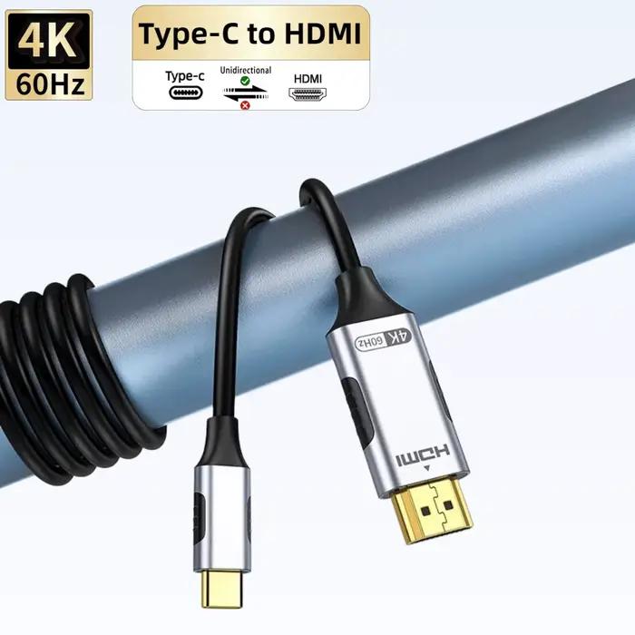 Câble USB-C vers HDMI 4K 60Hz 2m pour iPhone 15, MacBook Pro, Galaxy - Compatible Téléviseur, Projecteur, Moniteur - Plug & Play Facile - Haute Durabilité - Multimédia Immersif