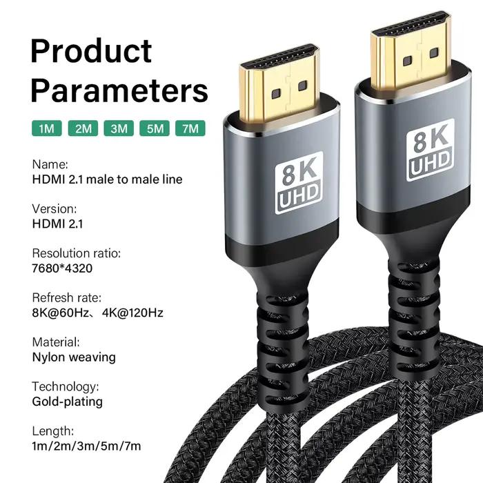 Câble HDMI 2.1 8K 60HZ 4K 120HZ pour TV PC Ordinateur portable