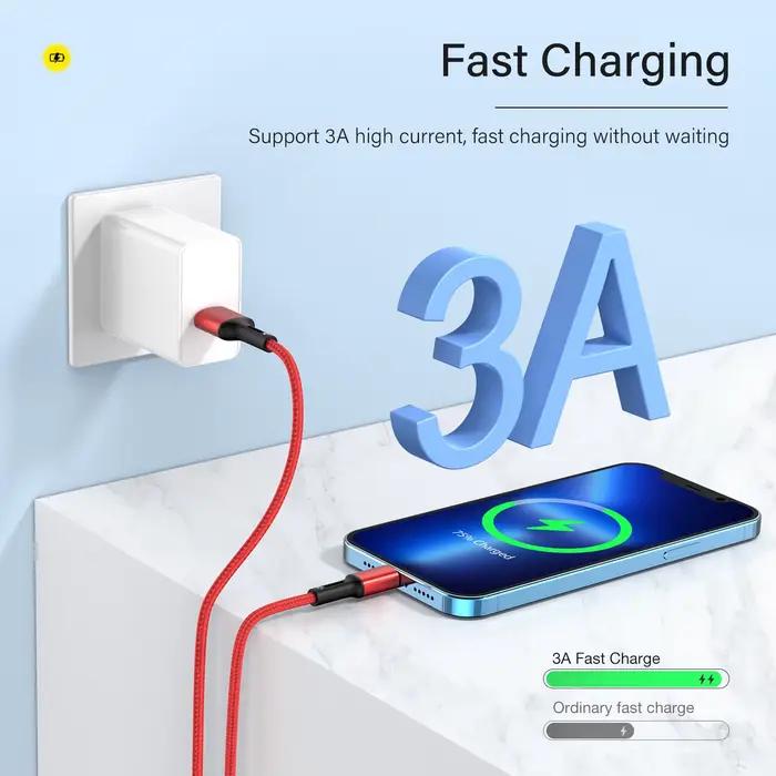 Câble USB pour Apple iPhone 11 12 13 14 Pro Max 6 7 8 Plus X XS XR SE 1m 2m 3m de Long 25cm court cordon de chargeur de données iOS Charge rapide