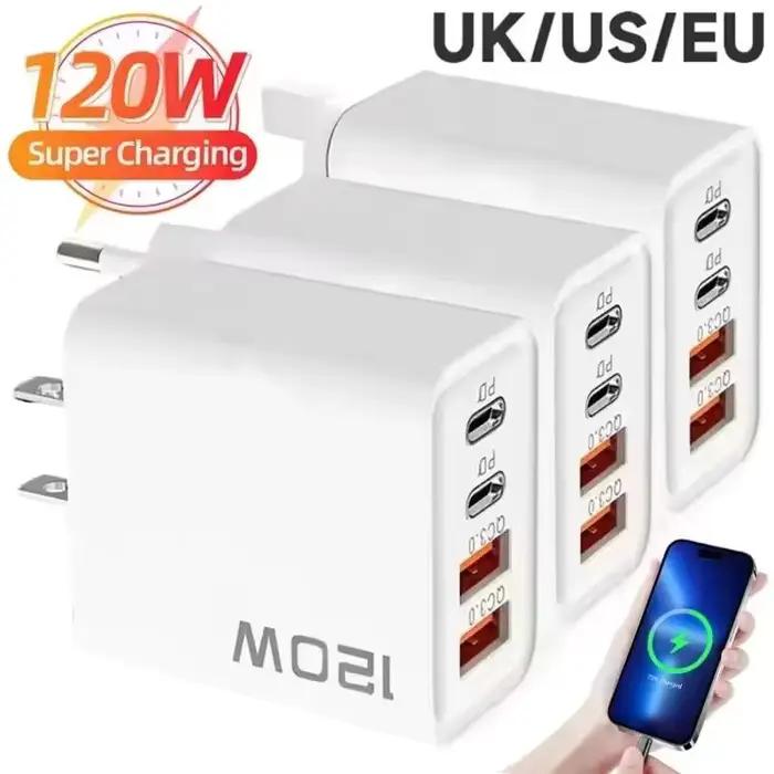 4 ports USB C PD chargeur 120W
