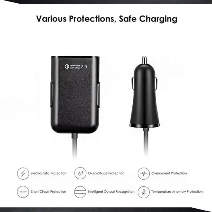 Chargeur de voiture QC 3.0 rapide pour chargeurs de véhicule avec 4 ports USB compatibles smartphones tablettes et autres appareils USB pour voyage et déplacement
