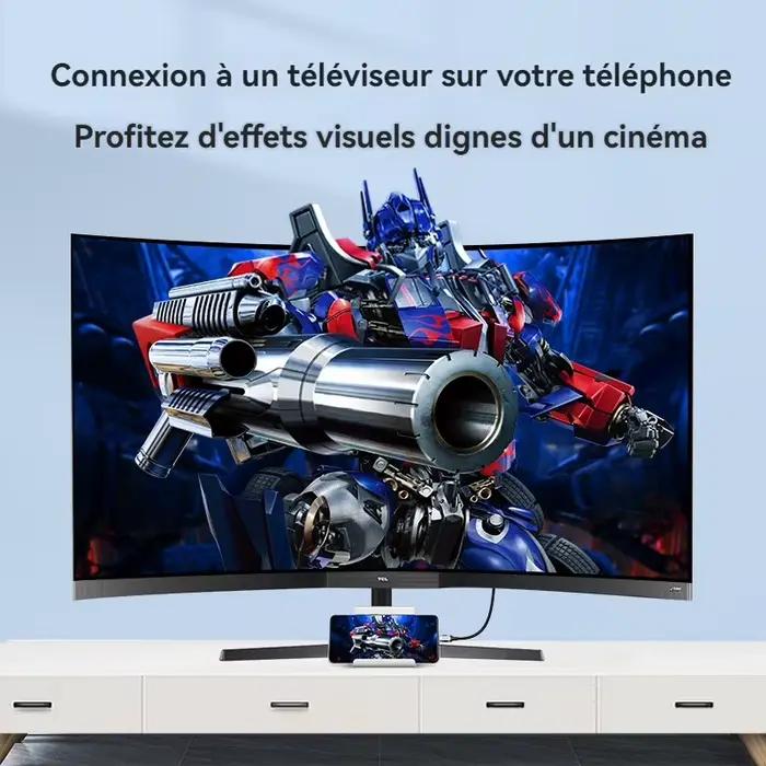 Câble USB-C vers HDMI 4K 60Hz 2m pour iPhone 15, MacBook Pro, Galaxy - Compatible Téléviseur, Projecteur, Moniteur - Plug & Play Facile - Haute Durabilité - Multimédia Immersif