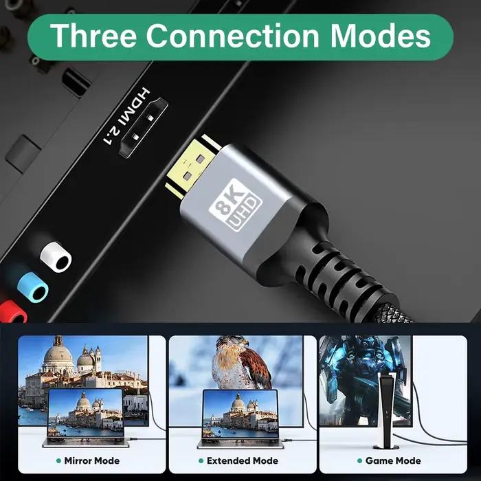 Câble HDMI 8K Compatible HDMI 2.1 Ultra Haute Vitesse 48Gbps Pour HDTV PS5 PS4 Projecteur Occasions Spéciales