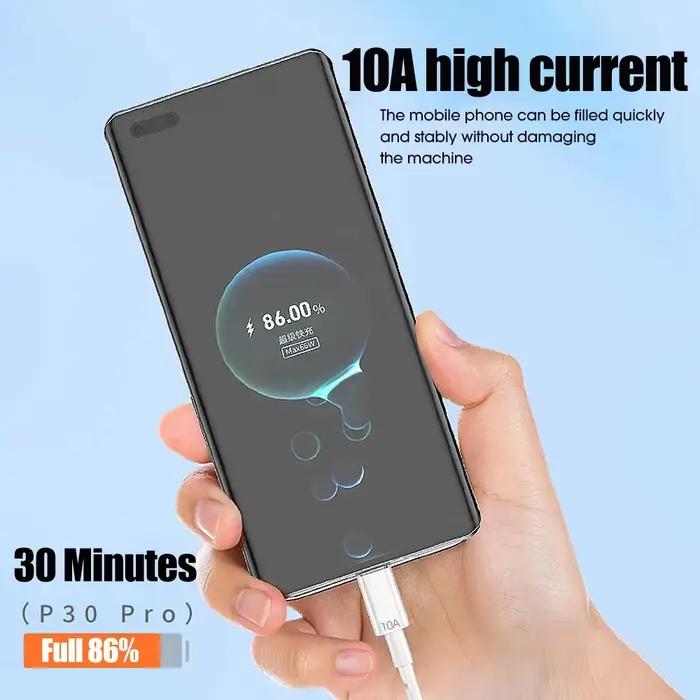 NNBILI 1-3 pièces 10A 100W Type C câble de charge Super rapide cordon de données pour Huawei