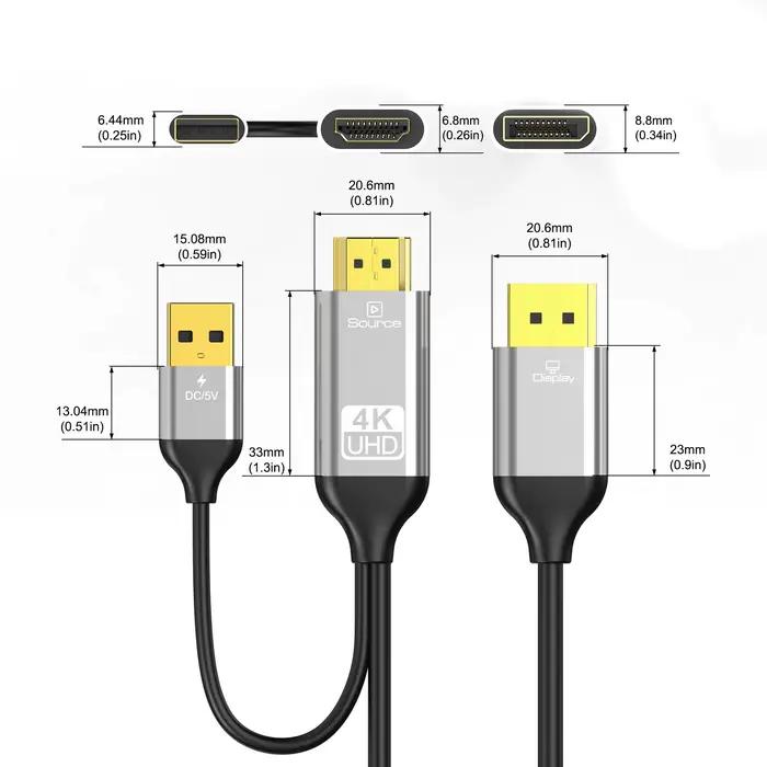 Le câble HDMI vers DisplayPort 4K prend en charge 4K @ 60Hz