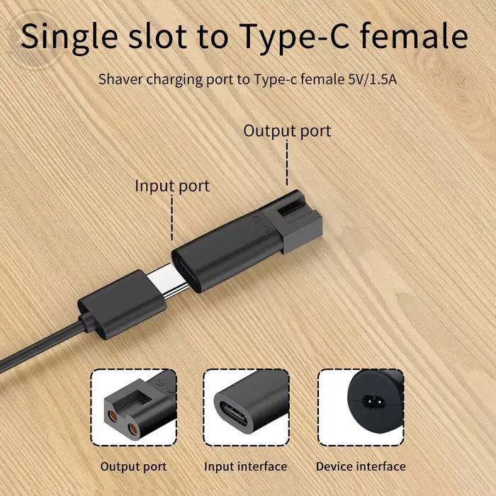 Connecteur de conversion de charge USB-C femelle en PVC pour rasoirs et tondeuses occasions spéciales pour hommes praticité voyage sécurité