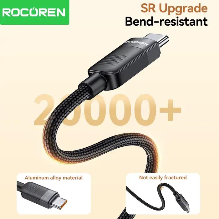 Rocoren 240W type-c vers USB C câble de données PD3.1 charge rapide 100W Type C cordon