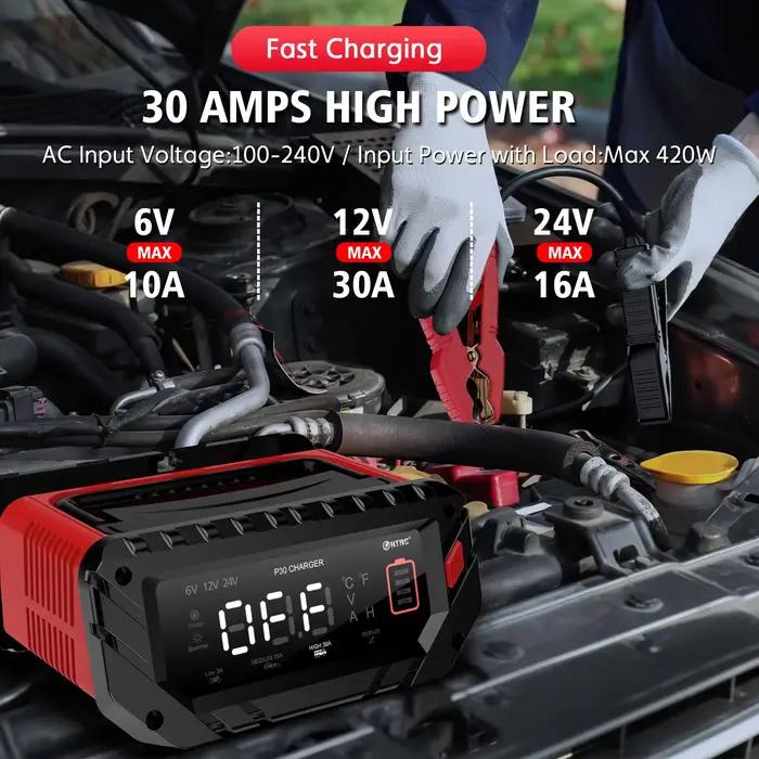 Chargeur de batterie de voiture intelligent 12V/30A 24V/16A 6V/10A pour la réparation