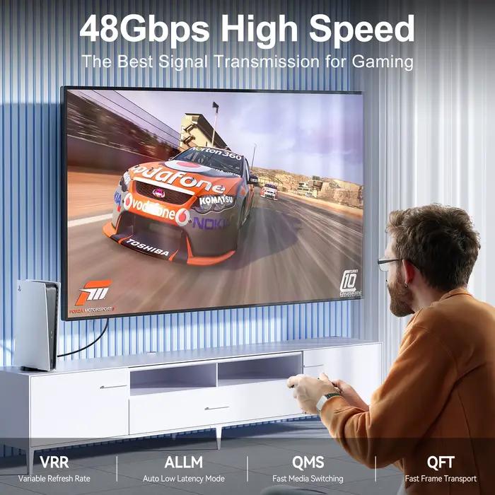 Câble HDMI 8K haute vitesse 48Gbps HDMI 2.1 Blanc pour Moniteur PS4/PS5 Xbox Occasions Spéciales