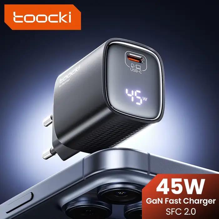 Chargeur rapide Toocki 45W GaN pour iPhone 17 16 15 Samsung Galaxy S25 S24 Xiaomi avec prise CH IL occasions spéciales