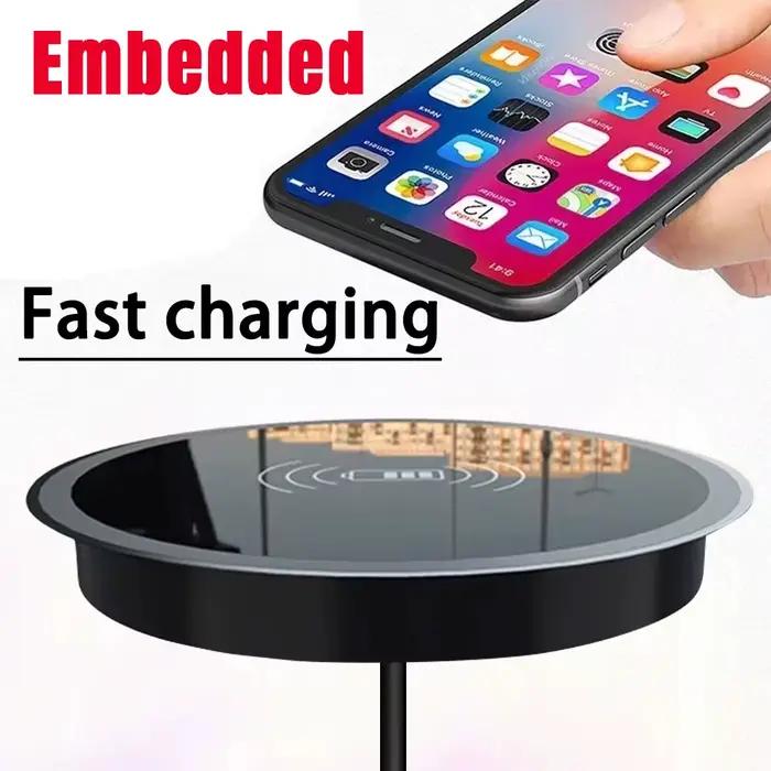 Chargeur sans fil rapide VIKEFON pour iPhone Samsung Huawei Xiaomi avec support et indicateur de charge pour bureau moderne