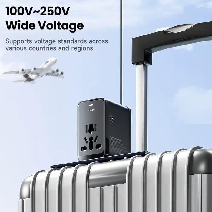 Toocki GaN adaptateur de voyage universel avec 3C1A 45W charge rapide 2500W Max chargeur
