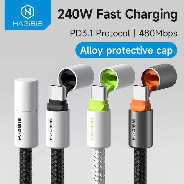 Hagibis câble USB C vers USB C avec capuchon de protection
