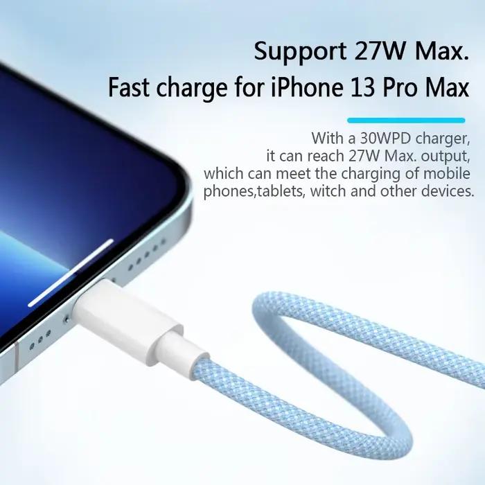 Câble USB C pour iPhone 14 13 12 11 Pro Max Mini XS XR iPad PD 20W cordon de données de charge rapide