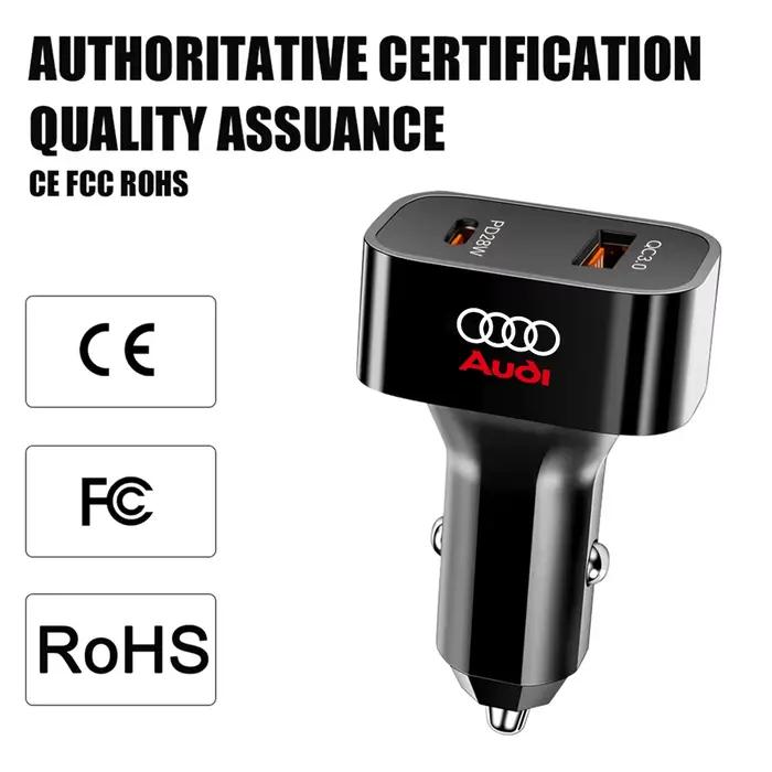 Chargeur de voiture USB double port à charge rapide pour Audi quattro A1 A4 A3 A5 A6 A7 A8 Q3 Q5 Q8 B5 B6 B7 B8 B9 Q7 Accessoires